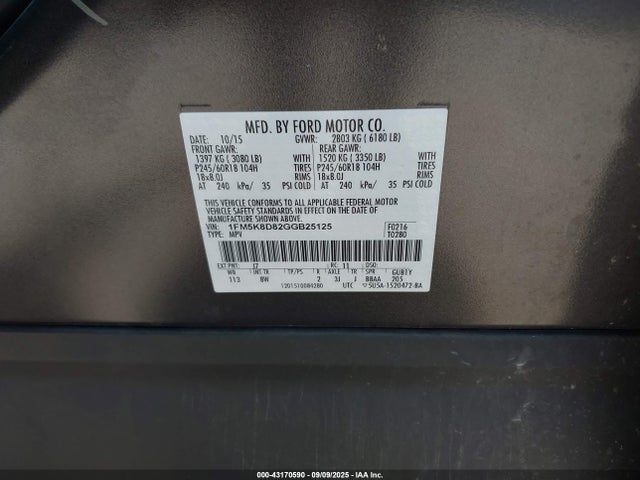 1FM5K8D82GGB25125 Ford 2016