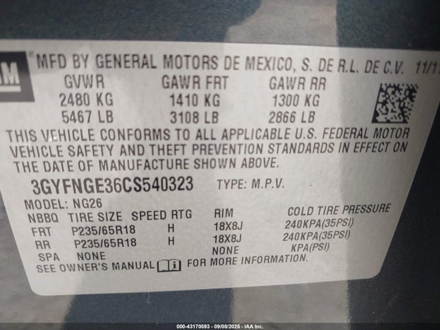 2012 CADILLAC SRX 3GYFNGE36CS540323 Photo 8