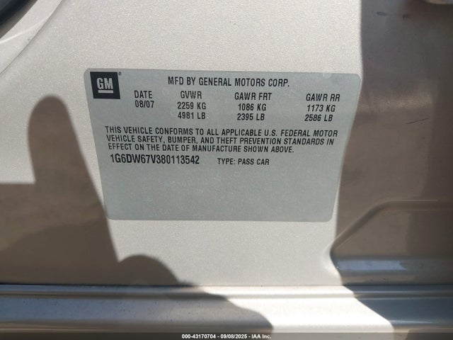 2008 CADILLAC STS 1G6DW67V380113542 Photo 8