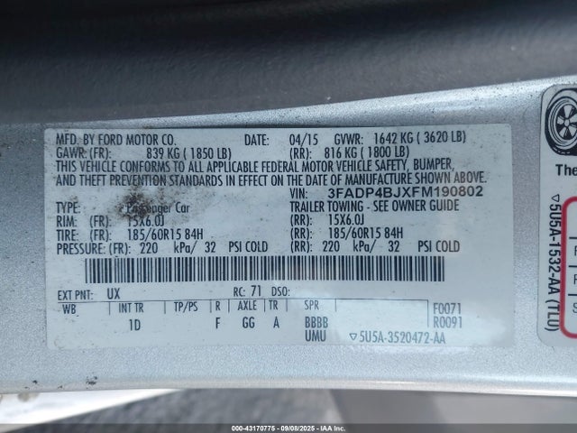 Ford 2015 2015 3FADP4BJXFM190802 Image 9