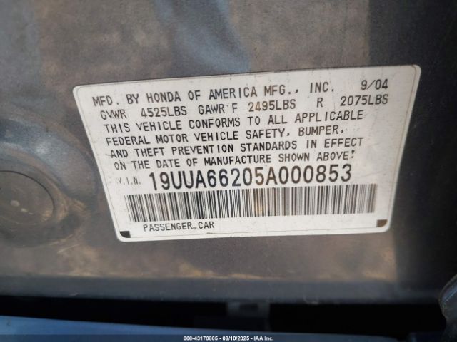 2005 ACURA TL 19UUA66205A000853 Photo 8