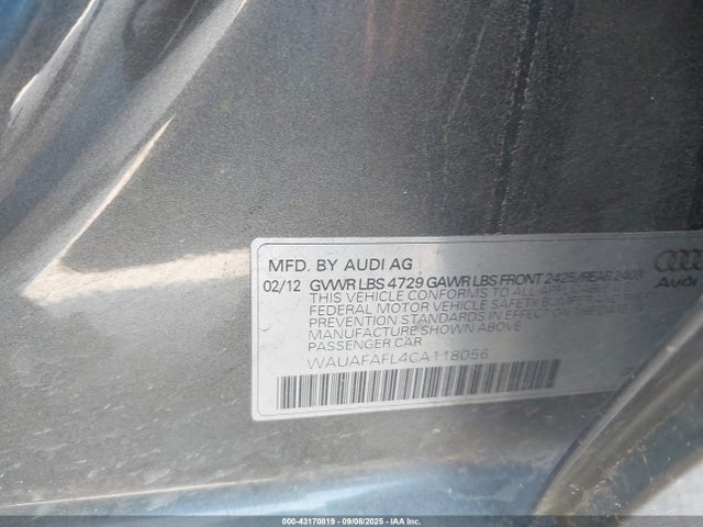 2012 AUDI A4 WAUAFAFL4CA118056 Photo 8