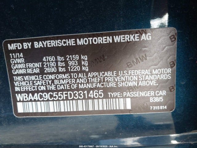 BMW 428i 2015 WBA4C9C55FD331465 Image 9