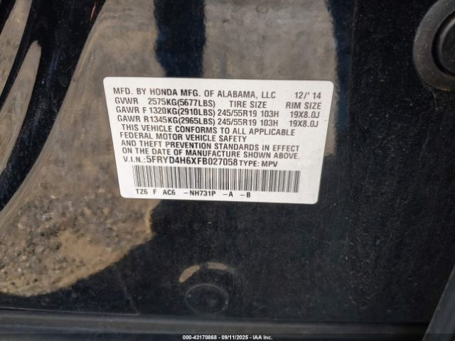 2015 ACURA MDX 5FRYD4H6XFB027058 Photo 8