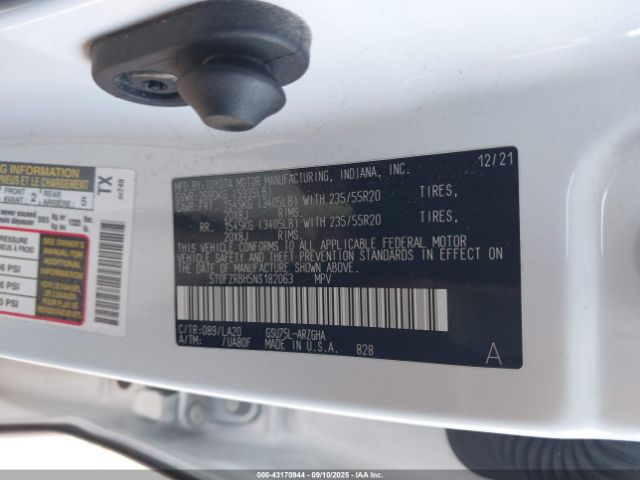 2022 TOYOTA HIGHLANDER 5TDFZRBH5NS182063 Photo 8