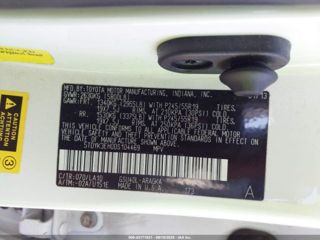 2013 TOYOTA HIGHLANDER 5TDYK3EH0DS104469 Photo 8