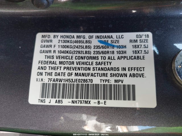 7FARW1H53JE028670 Honda l15be