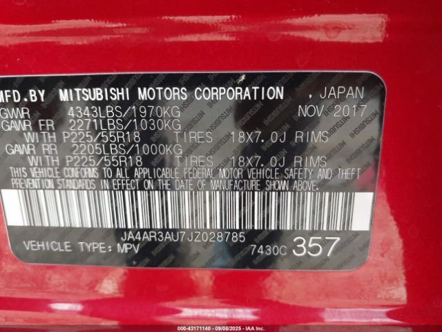 2018 MITSUBISHI OUTLANDER SPORT JA4AR3AU7JZ028785 Photo 8