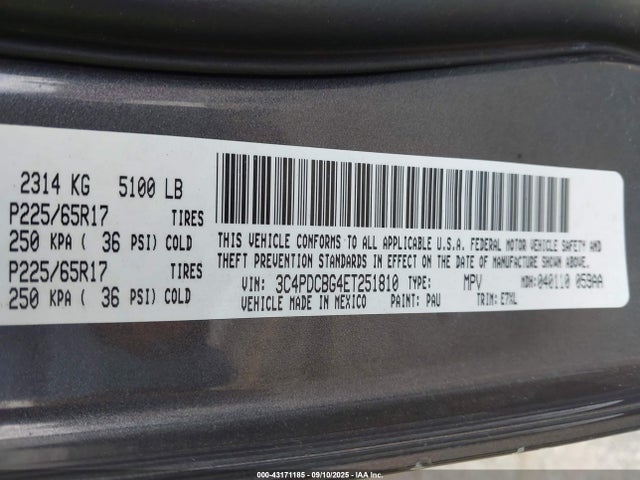 Dodge 2014 2014 3C4PDCBG4ET251810 Image 9