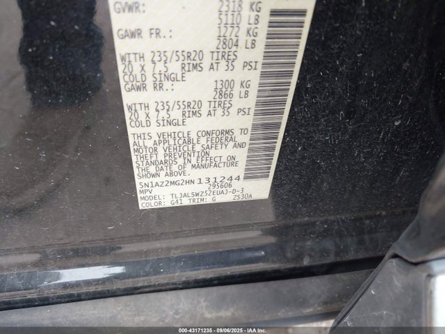 5N1AZ2MG2HN131244 Nissan 2017