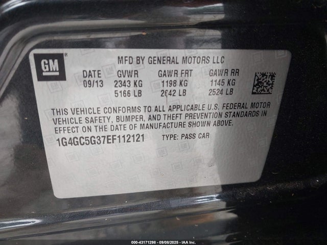 43171298 :رقم المزاد ، 1G4GC5G37EF112121 vin ، 2014 Buick Lacrosse Leather Group مزاد بيع