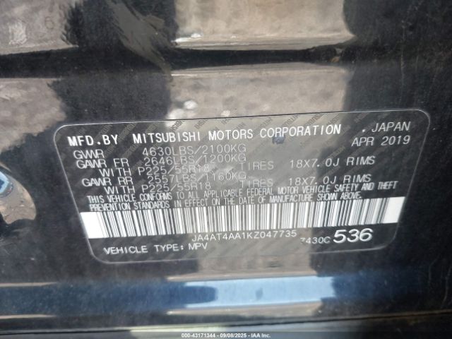 2019 MITSUBISHI ECLIPSE CROSS JA4AT4AA1KZ047735 Photo 8