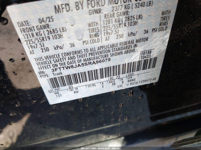 Ford Maverick 2025 3FTTW8JA5SRA96079 Image 9