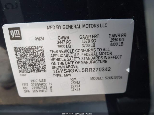 2024 CADILLAC ESCALADE 1GYS4GKL5RR270342 Photo 8