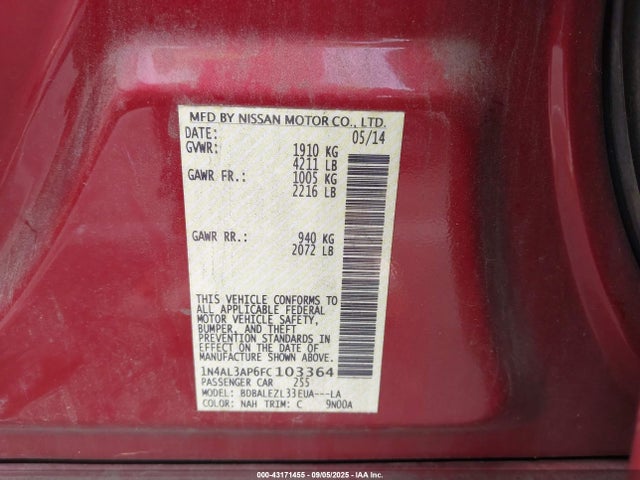 1N4AL3AP6FC103364 Nissan Altima