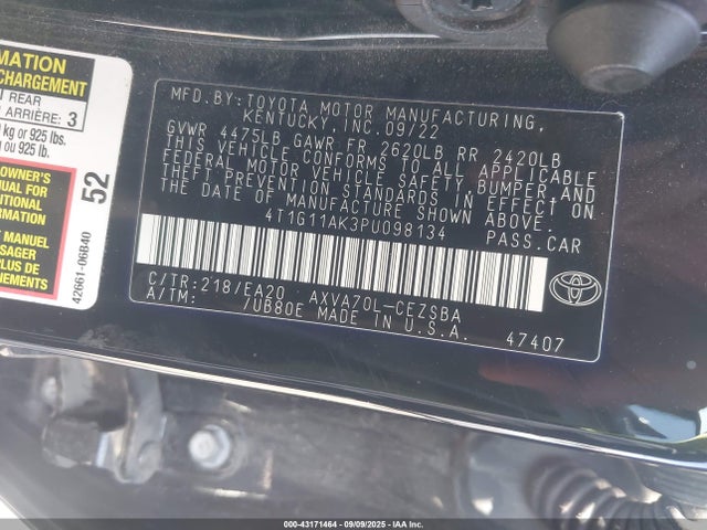 4T1G11AK3PU098134 Toyota a25a-fks