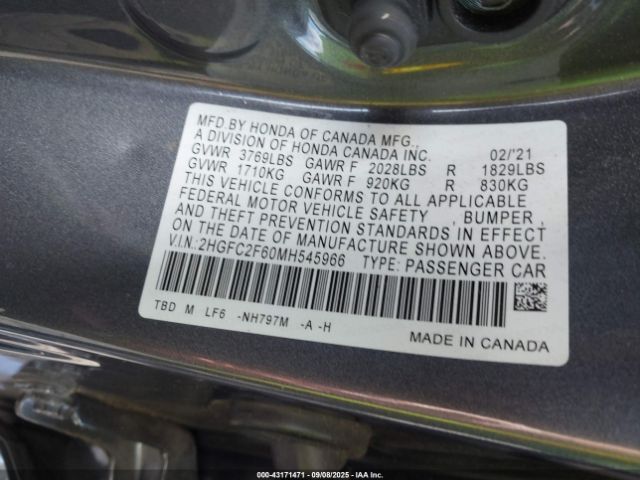 2021 HONDA CIVIC 2HGFC2F60MH545966 Photo 8