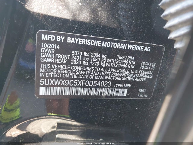 5UXWX9C5XF0D54023 BMW X3