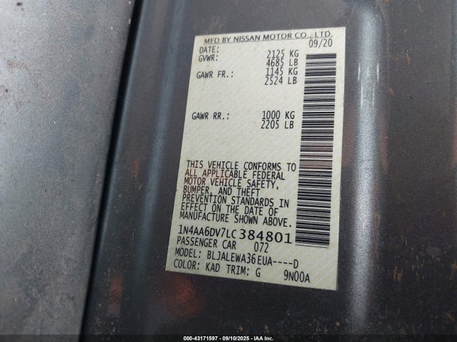 Nissan 2020 2020 1N4AA6DV7LC384801 Image 9