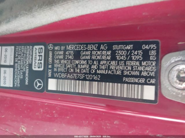 1995 MERCEDES-BENZ SL WDBFA67E7SF120162 Photo 8