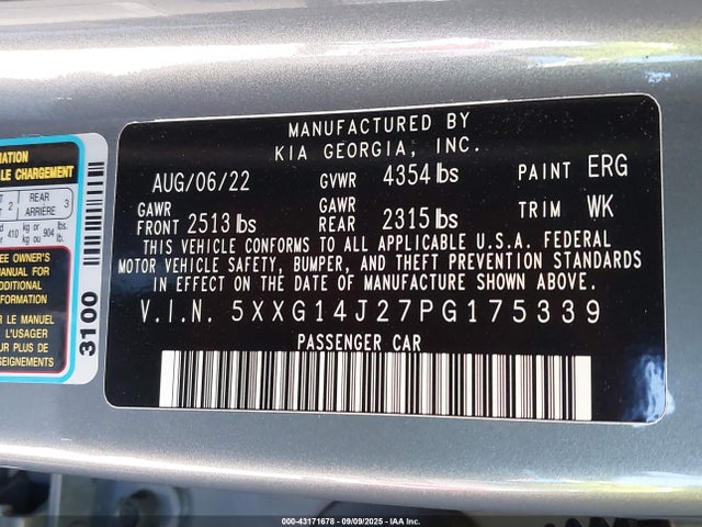 5XXG14J27PG175339 KIA t-gdi gamma ii