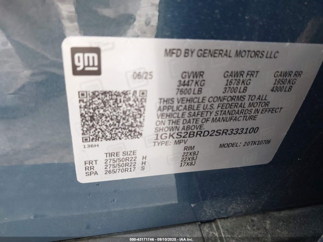 GMC l84 2025 1GKS2BRD2SR333100 Image 9