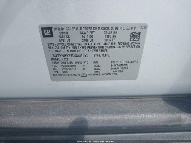 2013 CADILLAC SRX 3GYFNAE37DS561325 Photo 8