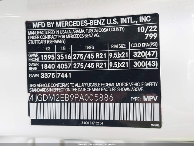 4JGDM2EB9PA005886 Mercedes-Benz ed