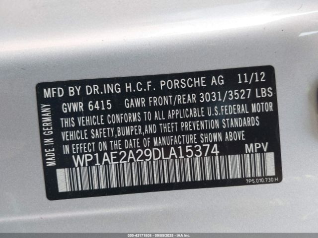2013 PORSCHE CAYENNE HYBRID WP1AE2A29DLA15374 Photo 8