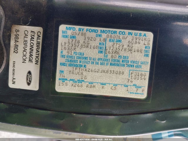 1988 FORD F250 1FTHX26G2JKB33038 Photo 8