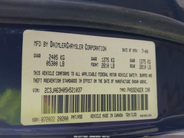 2005 CHRYSLER 300C 2C3JA63H05H521037 Photo 8