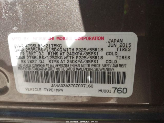 2016 MITSUBISHI OUTLANDER JA4AD3A37GZ007160 Photo 8