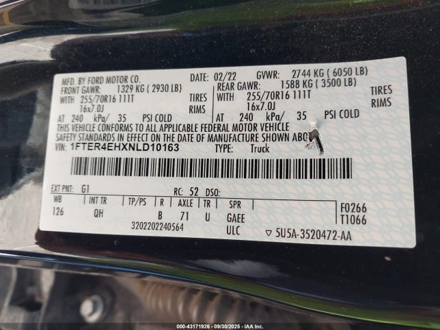Ford tivct, 4v 2022 1FTER4EHXNLD10163 Image 9