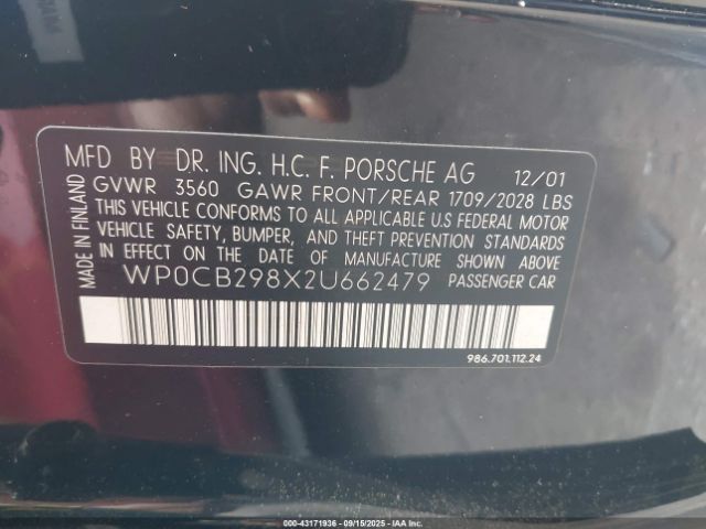 2002 PORSCHE BOXSTER WP0CB298X2U662479 Photo 8