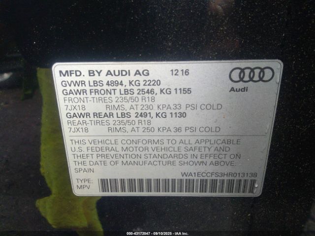 2017 AUDI Q3 WA1ECCFS3HR013138 Photo 8