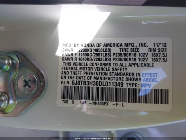 2013 ACURA RDX 5J8TB3H30DL011349 Photo 8