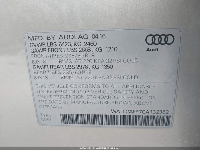 2016 AUDI Q5 WA1L2AFP7GA132382 Photo 8