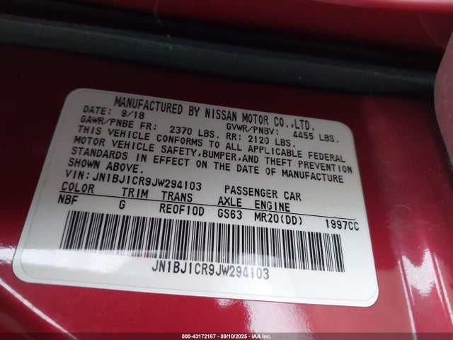 JN1BJ1CR9JW294103 Nissan 2018