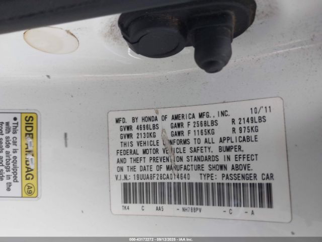 2012 ACURA TL 19UUA8F28CA014640 Photo 8