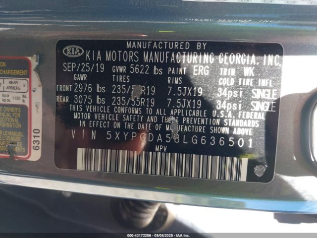 2020 KIA SORENTO 5XYPGDA58LG636501 Photo 8