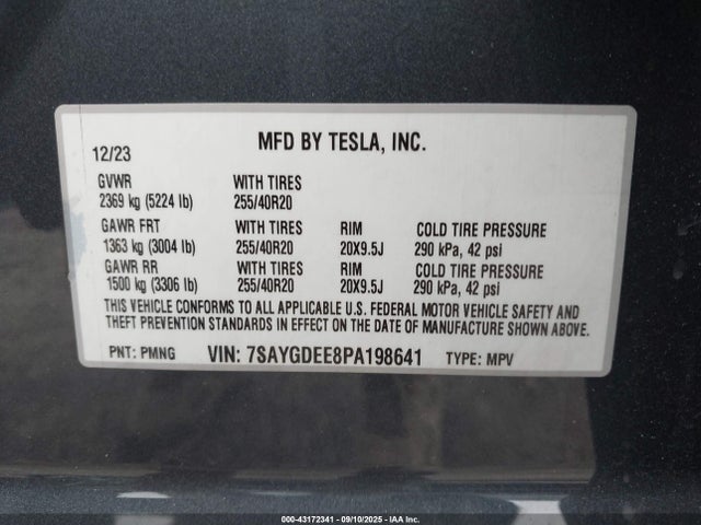 2023 TESLA MODEL Y 7SAYGDEE8PA198641 Photo 8