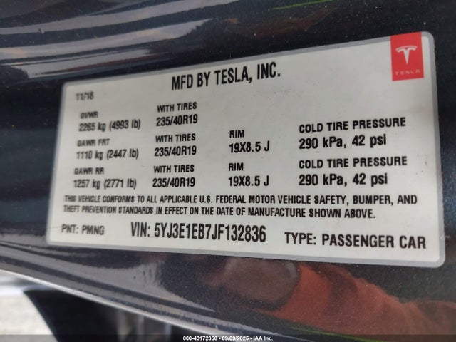 2018 TESLA MODEL 3 5YJ3E1EB7JF132836 Photo 8