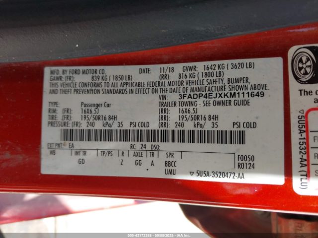 2019 FORD FIESTA 3FADP4EJXKM111649 Photo 8