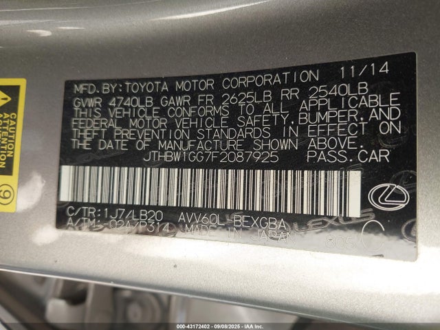 Lexus 2ar-fxe, 2jm 2015 JTHBW1GG7F2087925 Image 9