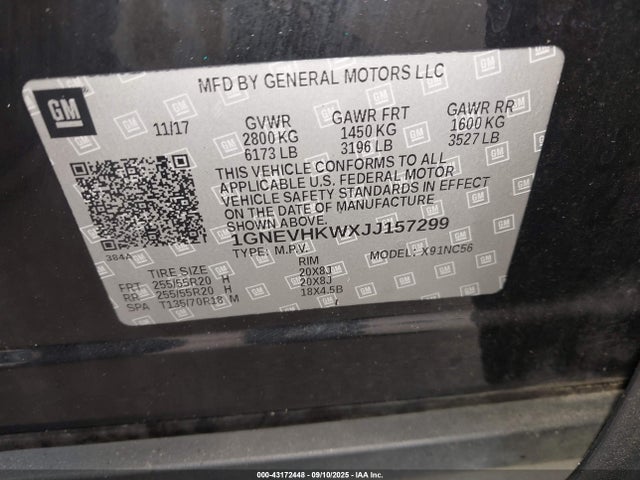 Chevrolet lfy - spark ignited direct injection, atss, gen 1 2018 1GNEVHKWXJJ157299 Image 9