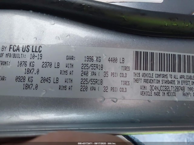 Jeep 2020 2020 3C4NJCCB2LT128748 Image 9