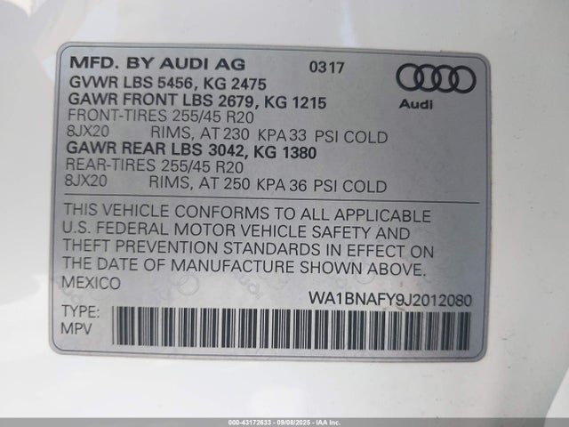 2018 AUDI Q5 WA1BNAFY9J2012080 Photo 8