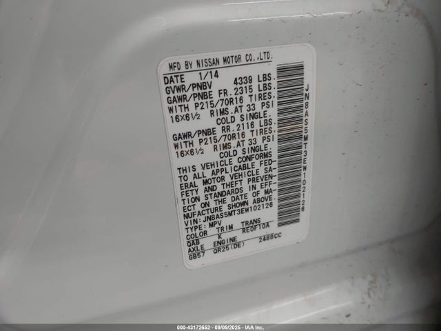 Nissan Rogue Select 2014 JN8AS5MT3EW102126 Image 9
