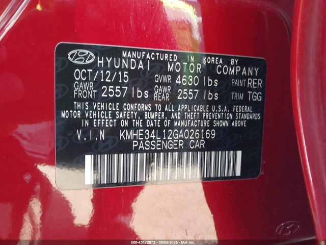 KMHE34L12GA026169 Hyundai dohc gdi nu