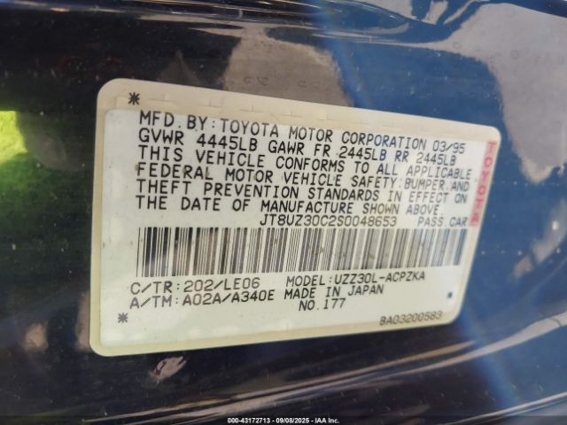 1995 LEXUS SC JT8UZ30C2S0048653 Photo 8